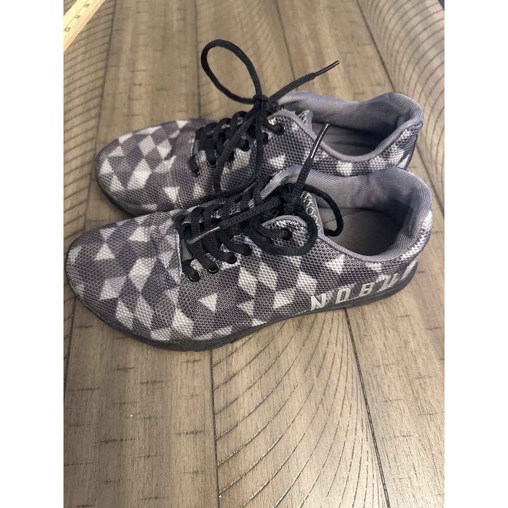 NOBULL Gray & White Geometric Mesh Athletic Shoes